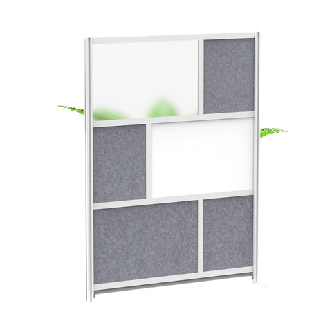 LUXOR MW-5370-FWCG Modular Room Divider Wall System - 53" x 70" Starter Wall - Silver Frame, Whiteboard