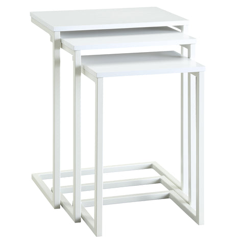 Nadine 3 Pc. Nestig Taccent Tables: White/White Iron