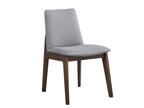 Acme Kaela Wood and Fabric Side Chair in Walnut and Gray (Set of 2)