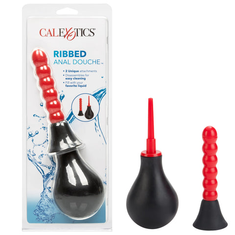 CalExotics Ribbed Anal Douche 6.5 fl. oz. with 2 Interchangeable Tip Attachments