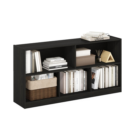 Furinno DALY Book Shelf, 5-Cube Bookshelf, Horizontal Cube Storage Organizer Bookcase, 10.9 x 47.2 x 23.6, for Living Room, Bedroom, Home Office, Espresso