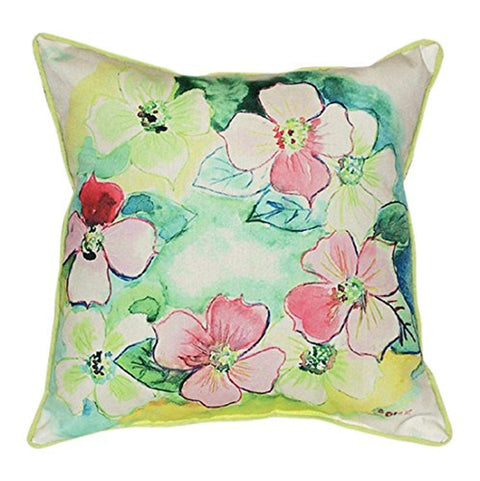 Betsy Drake Flower Wreath Indoor/Outdoor Pillow, 22" x 22"