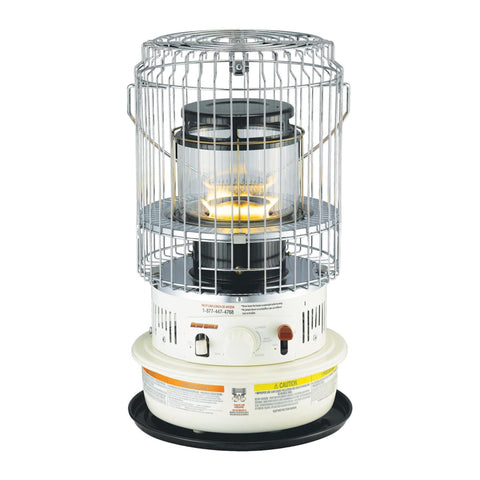 Kero World Kerosene Convection Wick Heater with Radiant and Convective Heat, Lightweight Portable Compact Design, and Sure Seat Chimney System, White.