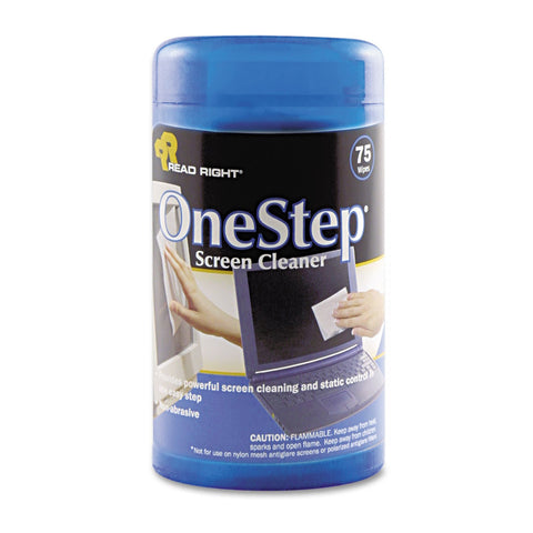 OneStep CRT Screen Cleaning Wipes, Nonstreaking, Anti-Static, 75/Dispenser Tub RRTRR1409