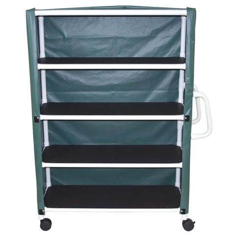 MJM International 350-4C Four Shelf Jumbo Cart with Cover, 600 oz Capacity, Royal Blue/Forest Green/Mauve