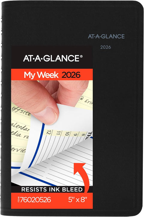 QuickNotes Weekly Block Format Appointment Book 8.5 x 5.5 Black Cover 12-Month (Jan to Dec): 2026