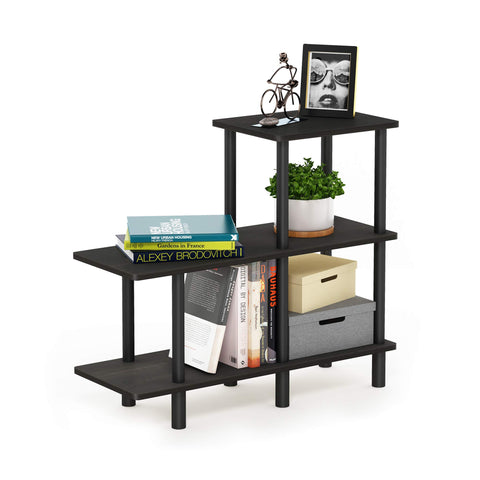 Furinno Turn-N-Tube 3-Tier Cube Ladder Shelf, Espresso/Black