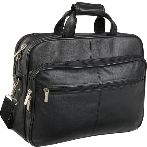 Black Leather Laptop Softside Briefcase (#48)