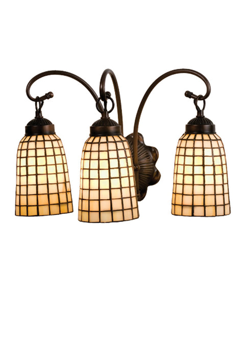 Meyda 18 Inch W Beige Geometric 3 Lt Vanity Wall Sconces