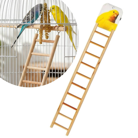 Oakestry Wooden Bird Ladder 11 Step Climbing Toy 17 Inch Parrot Cage Accessory Interactive Exercise Perch Durable Natural Wood for Parrots Cockatiels Budgies Finches Conures Lovebirds Cage Decor