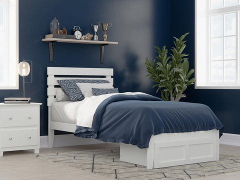 Oxford Twin Extra Long Bed with Foot Drawer and USB Turbo Charger in White