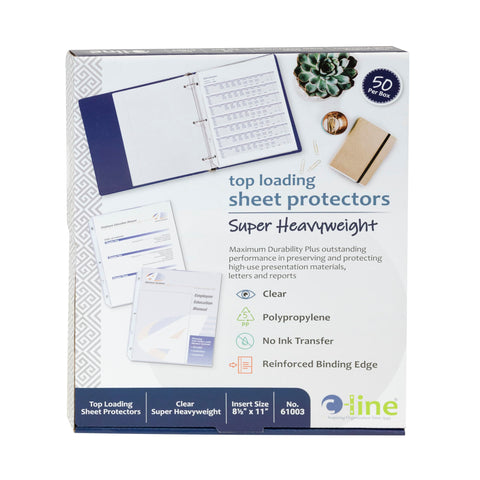 C-Line Top Loading Super Heavyweight Poly Sheet Protectors, Clear, 11 x 8.5 Inches, 50 per Box (61003)