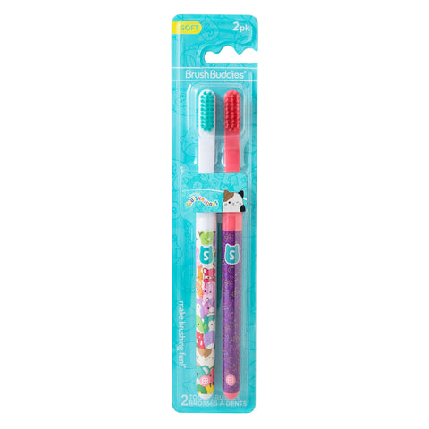 Brush Buddies Squishmallows Assorted Manual Toothbrushes, Soft Toothbrushes, Toothbrushes for Kids and Adults, 2PK