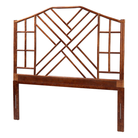 Bali & pari Kachiri Marbled Tortoise Natural Rattan Headboard - Handcrafted Coastal Boho Style Bedroom Backdrop, Queen