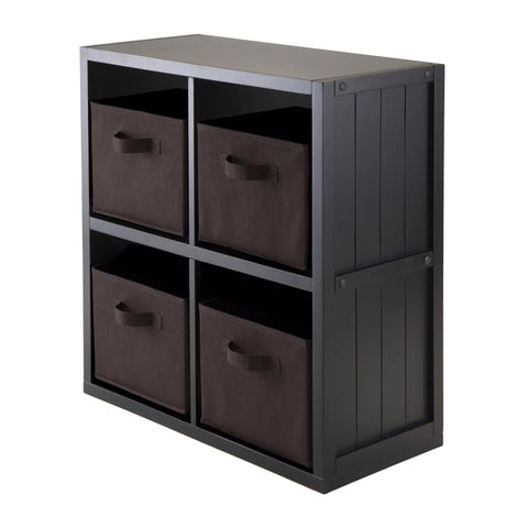 Winsome Timothy 5-Pc Set, 2x2 Grid Shelf & 4 Fabric Baskets