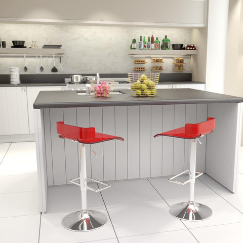 Acme Rania Swivel Adjustable Bar Stool in Red