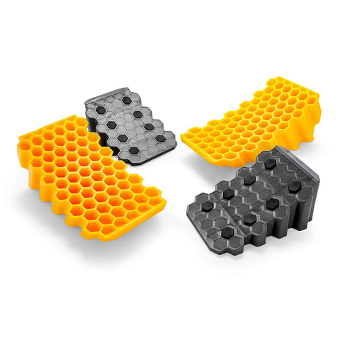 Camco Rv Curved Leveler with Chock - 2 Pack - Easy Drive-On Leveler Adds Up to 4" in Height (44425)