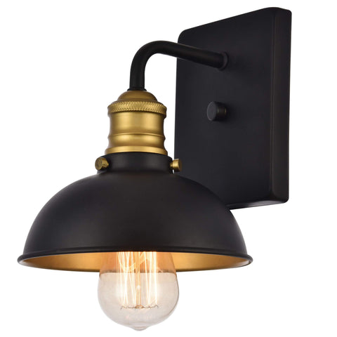 Elegant Lighting Living District Indoor Modern Home Decorative Bright Ceiling Anders Collection Wall Sconce D7.1 H8.3 Lt:1 Black and Brass Finish