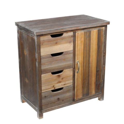 Cheung's 4564 Wooden Dark Brown Cabinet with 4 Drawers and Side Door Storage with 1 Shelf