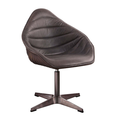 Pipino Accent Chair w/Swivel Antique Ebony Top Grain Leather