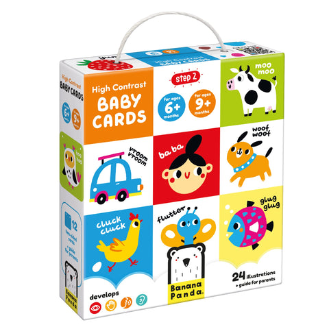 Banana Panda High-Contrast Baby Cards - 24 Illustrations on 12 Large 2-Sided Cards, Designed for Babies 6 Months and 9 Months +