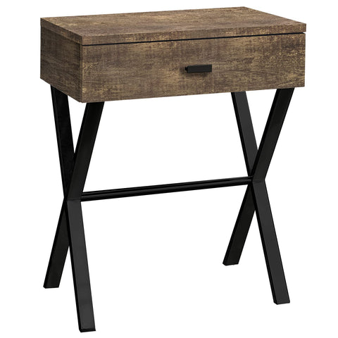 Monarch Specialties TABLE-24 H/BROWN RECLAIMED WOOD/BLACK METAL ACCENT, END TABLE, NIGHT STAND