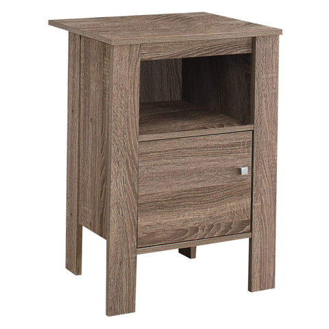 Monarch Specialties ACCENT TABLE-DARK TAUPE NIGHT STAND WITH STORAGE, 17.25" L x 14" D x 24.25" H
