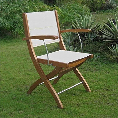 International Caravan Furniture Piece Royal Tahiti Ivory Textilene Folding Armchair