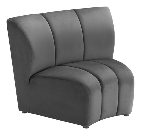 Zuo Garbi Modular Sectional Black, Black Sectional, Modern Style, Velvet, Soft and Smooth Velvet Fabric, Plywood, Indoor Living, 41.3" W x 32.3" D x 31.9" H, Non-Stackable