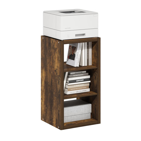 Furinno Cubicle Book Shelf, 3-Cube Bookshelf, Extra Thick Frame Horizontally & Vertically Reversible Bookcase with Open Back, 14.6" x 16" x 44", for Living Room, Bedroom, Home Office, Amber Pine
