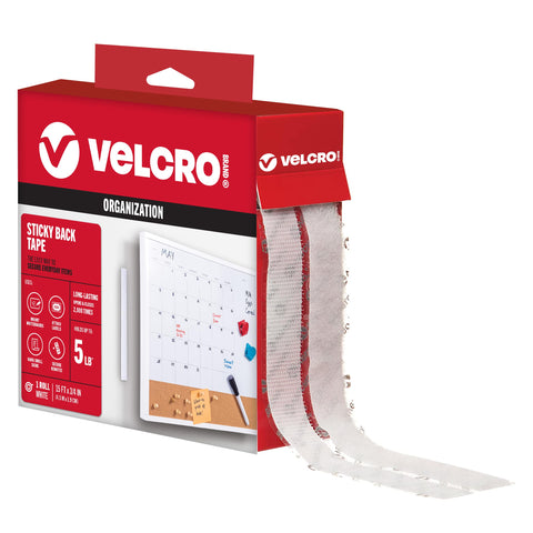 VELCRO Brand - Sticky Back Hook and Loop Fasteners| General Purpose Peel & Stick | Perfect for Home or Office | 15ft x 3/4in Roll | White