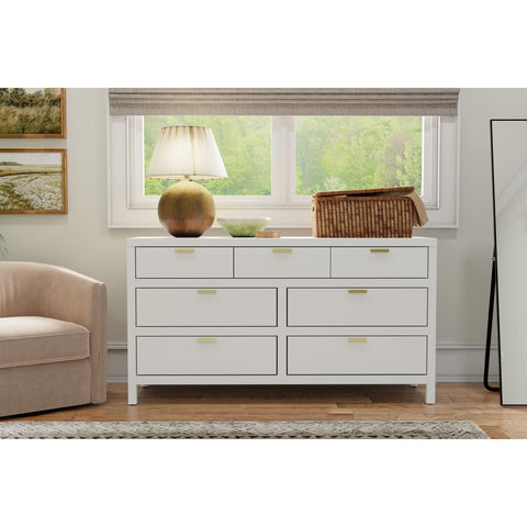 Alpine Furniture Carmel 7 Drawer Dresser, White