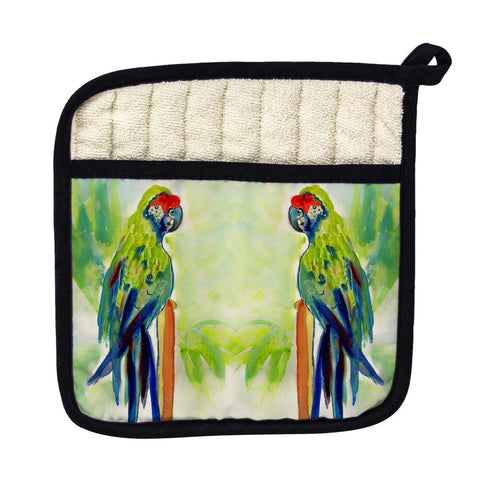 Betsy Drake PT020 Green Parrot Pot Holder