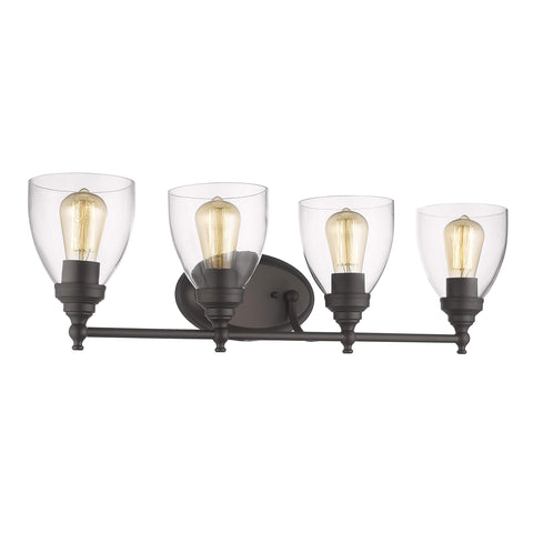 Chloe Lighting Elissa Transitional 4 Light Rubbed Bronze Bath Vanity Light Clear Glass 30" Wide