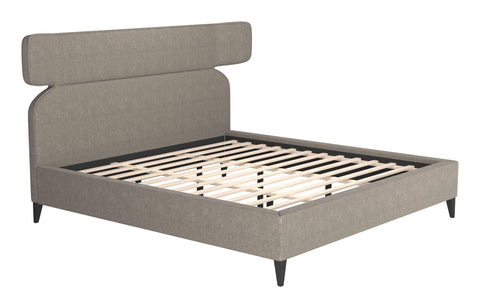 Zuo Dusa King Bed Olive Brown, Gray Bed, Modern Style, Plain Fabric, Rubber feet Help Prevent Floor Scratches, Rubberwood, Indoor Bedroom, 94.7" W x 89" D x 52" H