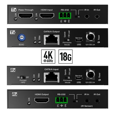 Key Digital KD-X444LP-A: HDMI over 70m CAT6 Extender Set, with 4K 18Gbps bandwidth, HDR, HDCP 2.2, HDR, extends 4K 18Gbps and 1080p HDMI signals up to 230ft / 70m