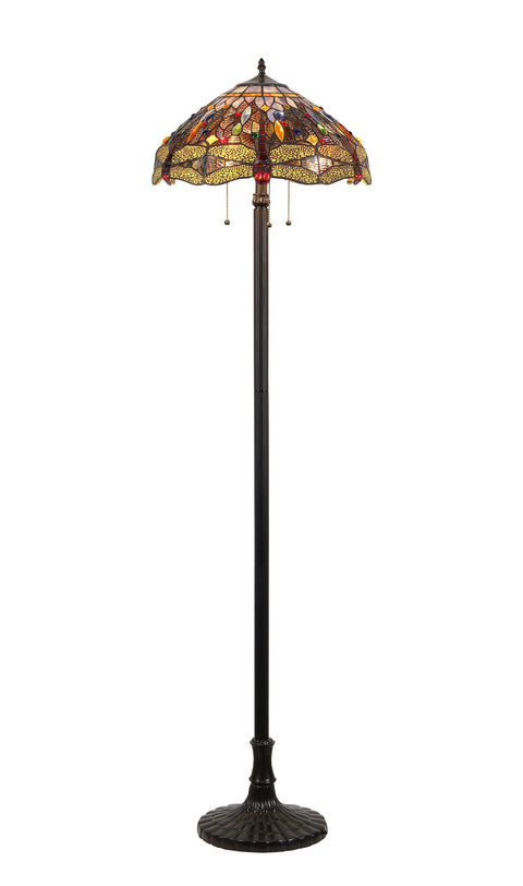 Chloe Lighting CH33341DY18-FL3 Dragan Tiffany-Style Dragonfly 3 Light Floor Lamp Shade, 64.7 x 17.9 x 17.9", Bronze