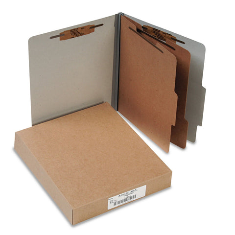 ACCO 15056 ACCO Pressboard 25-Point Classification Folders, Ltr, 6-Section, Mist GY, 10/Box