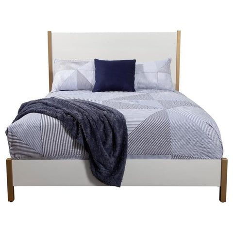 Oakestry Madelyn California King Wood Panel Bed White Solid Hardwood Classic Coastal Modern Farmhouse Bedroom Furniture Durable Elegant Spacious Chic Timeless Low Profile Comfortable Stylish Bedframe