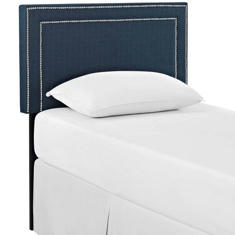Modway Jessamine Upholstered Fabric Twin Headboard Size with Nailhead Trim in Azure,