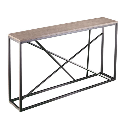 Arendal Faux Marble Skinny Console Table  Matte Black w/ White