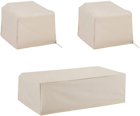 3Pc Outdoor Furniture Cover Set Tan - 2 Chairs & Coffee Table