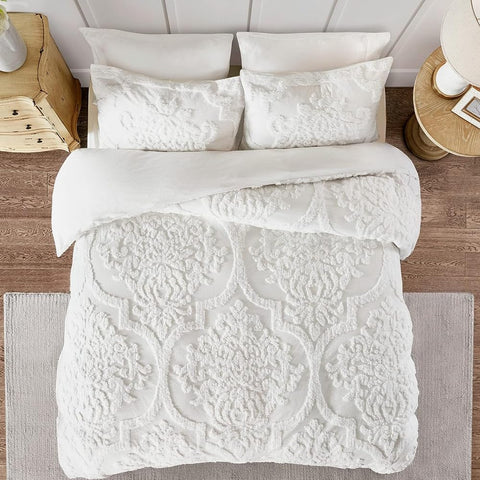 Oakestry Walter Comforter Seersucker Print Design All Season Down Cozy Bedding with Shams Bedskirt and Decorative Pillows, King (104 in X 92 in), Taupe