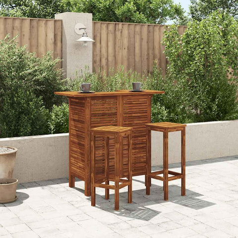 Oakestry 3-Piece Bar Table and Chair Set Solid Acacia Wood Warm Brown
