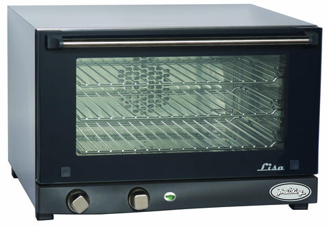 BroilKing POV-013 1450 Watt Half Size Countertop Convection Oven with (3) Shelves (1) Commercial Sheet Pan for Restaurant Deli | 1.34 Cu Ft | 15-3/4"H x 24"W x 23-3/4"D, Stainless Steel, 120v, NSF