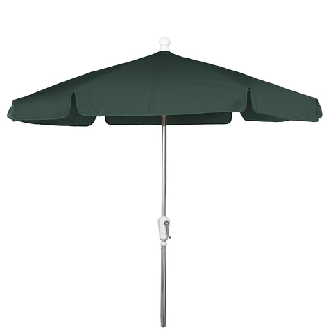 7.5' Hex Garden Tilt Umbrella 6 Rib Crank Bright Aluminum with Forest Green Vinyl Coated Weave Canopy