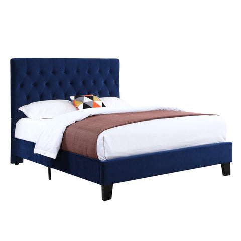 Wallace & Bay Dalton Velvet Upholstered Bed, Cal King, Cobalt