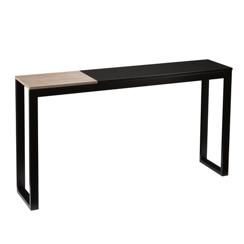 SEI Furniture Lydock Media 56" Console Table - Mixed Materials Construction - Black w/ Burnt Oak Finish