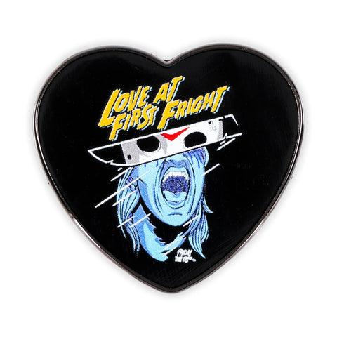 Friday The 13th "Love At First Fright" Heart-Shaped Enamel Pin | Badge Accessories For Lanyard, Backpack