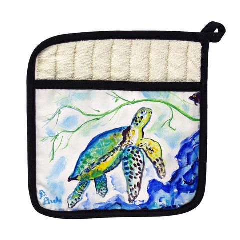 Betsy Drake PT833 Yellow Sea Turtle Pot Holder